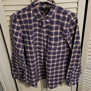 J Crew Oxford Shirt Purple Plaid